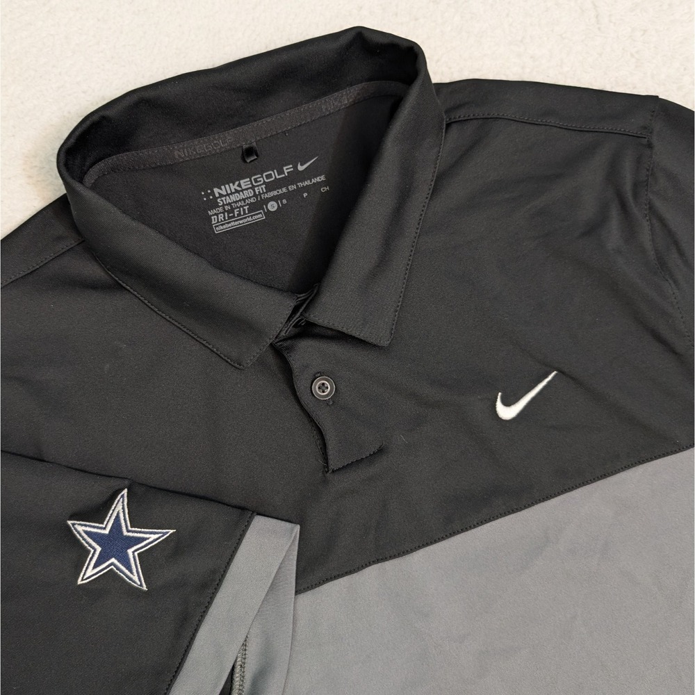 Dallas Cowboys Mens Sz Small Nike Golf Polo NFL Black Gray‎ 725527-010 Spandex